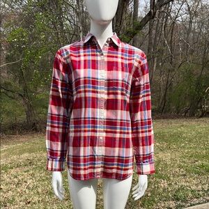 EUC Lauren Ralph Lauren Women’s Red Plaid Silk Shirt